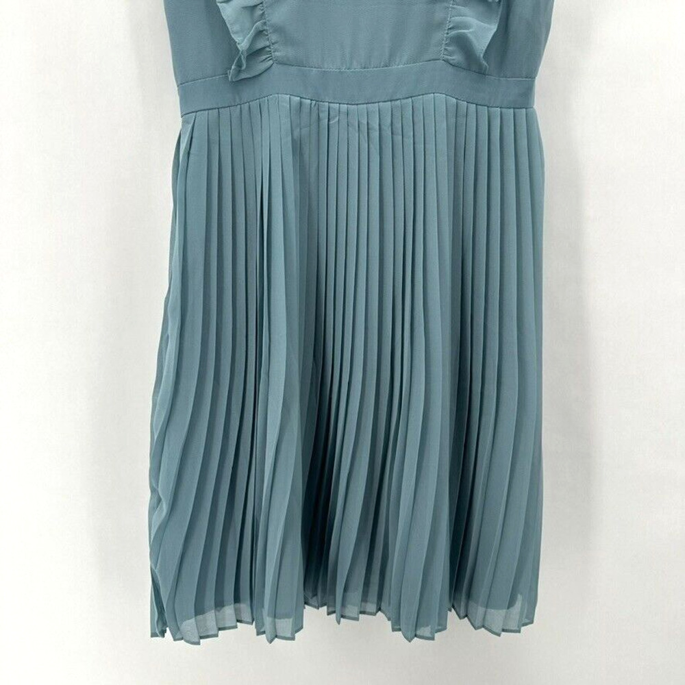Cupcakes & Cashmere Hastings Ruffle Dress Womens 8 Fit Flare Blue Pleated Dainty - Picture 7 of 12